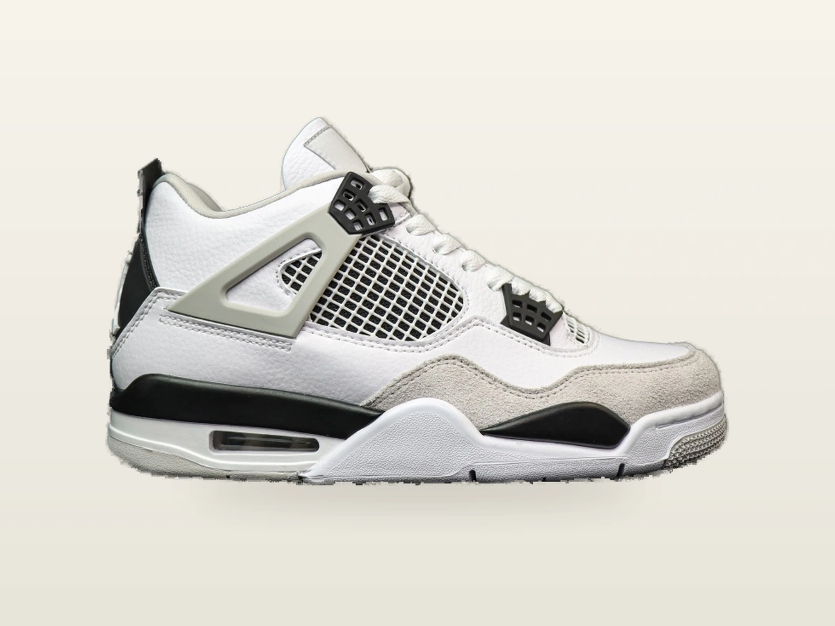 White Air Jordan 4 basketball shoe