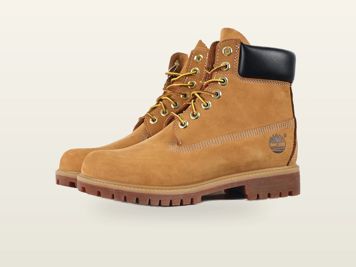 Tan lace-up work boots