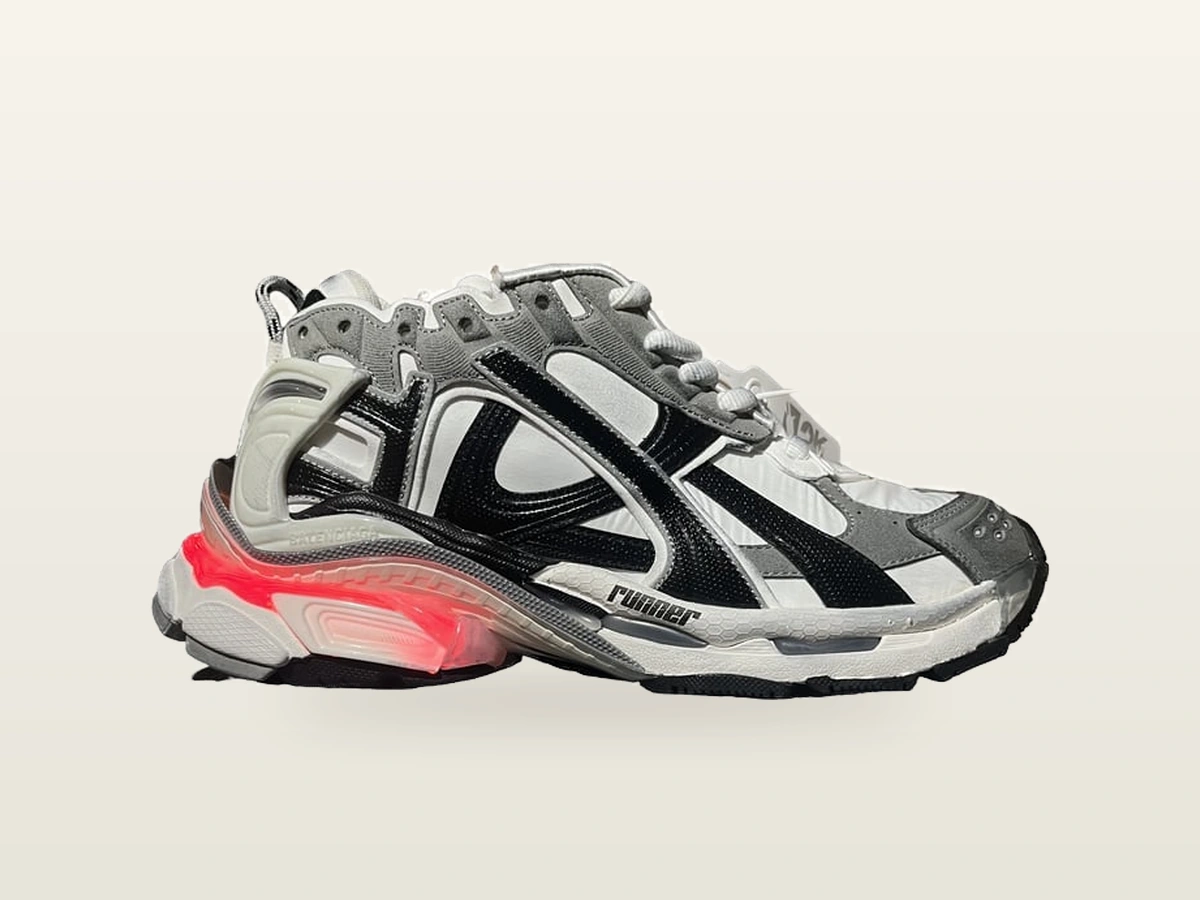 Grey black and red designer sneaker