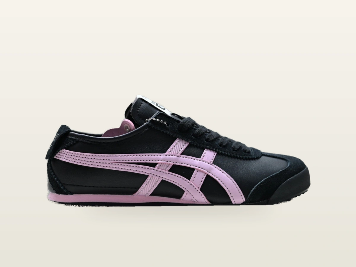 Black and pink low-top sneaker