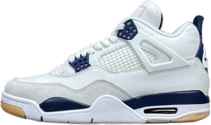 White and navy basketball shoe